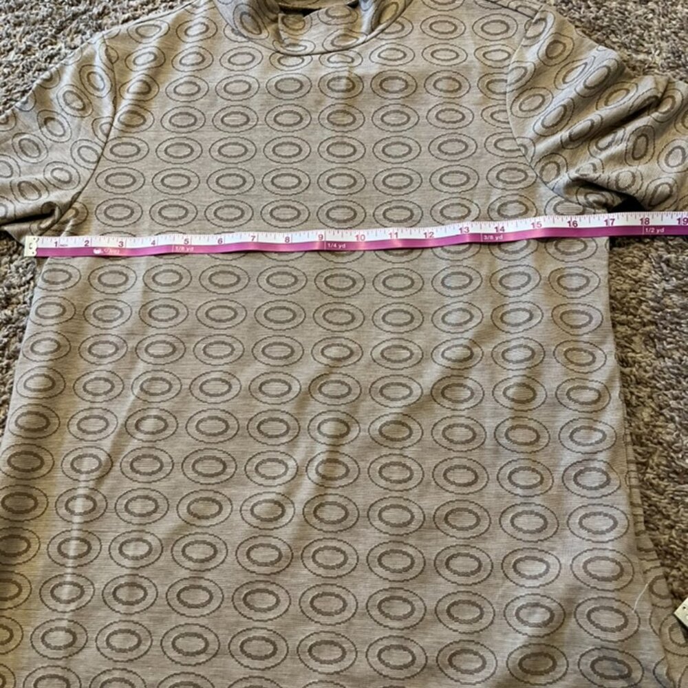 Madeleine Mode Mock Turtleneck Brown Tan Graphic Print Mock neck Top Long sleeve - Picture 5 of 5